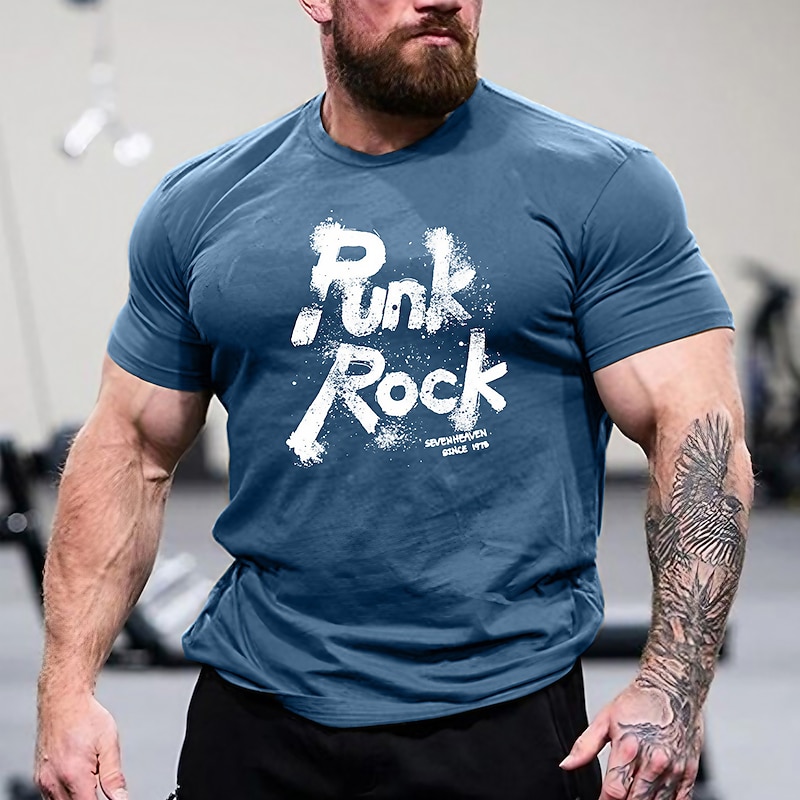 Men's Plus Size Big Tall T shirt Tee Tee Crewneck Black Blue Army Green Short Sleeves Outdoor Going out Print Letter Clothing Apparel Cotton Blend Streetwear Stylish Casual