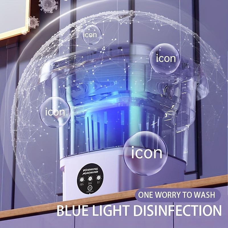 Folding Washing Machine, Mini Portable Washing Machine, Suitable For Camping, RV, Travel, Underwear Bra Socks Washing Machine, Suitable For Home Use, 8L Large Capacity US plug4