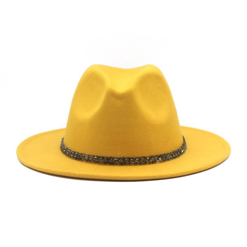 Hats Wool Acrylic Fedora Hat Formal Wedding Cocktail Royal Astcot Simple Classic With Chain Pure Color Headpiece Headwear2