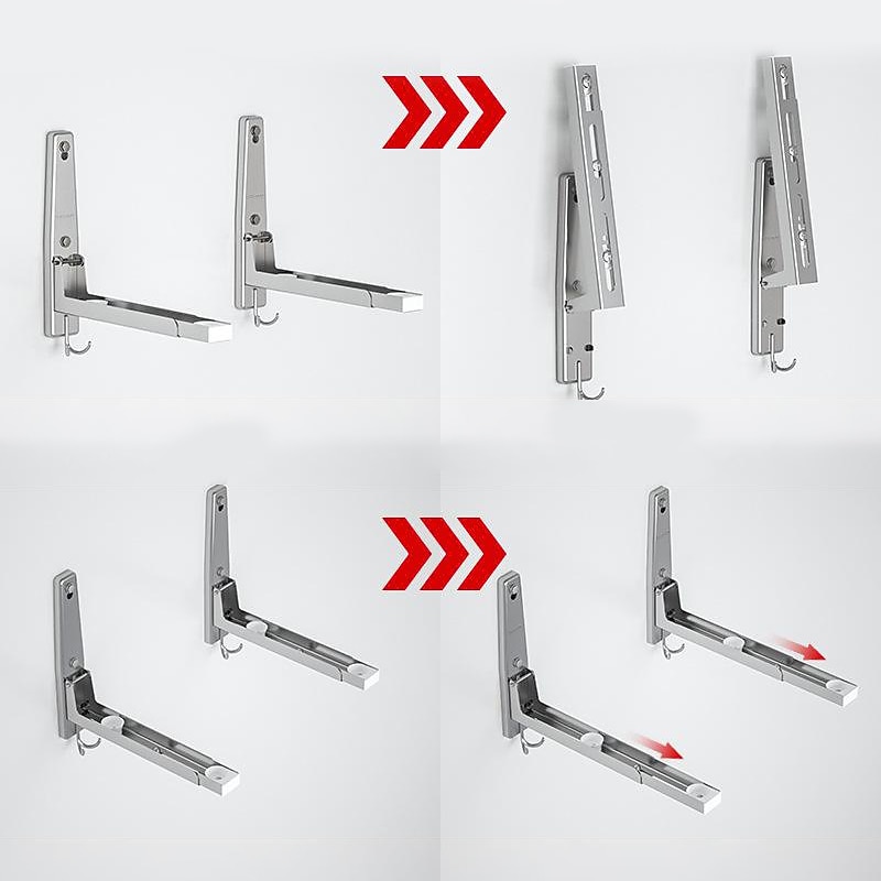 Stainless Steel Microwave Oven Rack Retractable Kitchen Storage Rack Wall-Mounted Oven Rack4