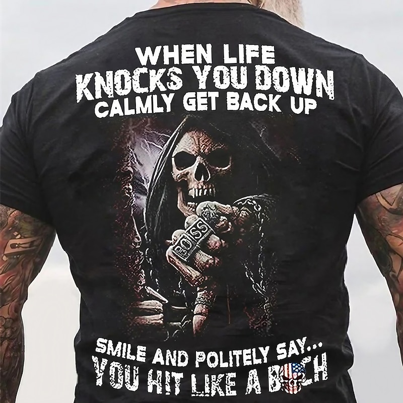 Men's Graphic Skull T Shirt Tee Short Sleeve T shirt 3D Print Crew Neck Shirt Vintage Fashion Designer Outdoor Casual Daily Black Blue Army Green Spring & Summer Clothing Apparel S M L XL 2XL 3XL