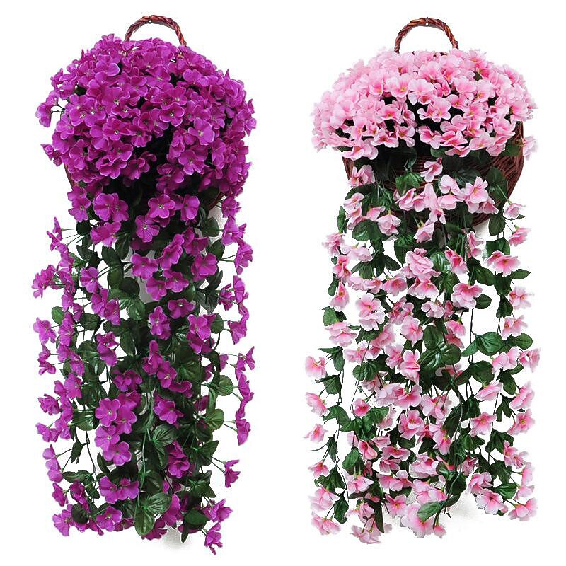 Vivid Artificial Hanging Orchid Bunch Simulation Flower Vine Violet Hanging Flower Vine Wall Hanging Orchid Hanging Basket Flower Balcony Home Decoration Flower Wall For Wedding Garden Decoration4