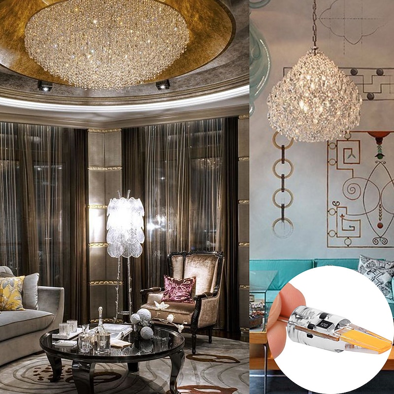 10pcs No Flicker Mini G4 LED COB Lamp 3W Bulb AC/DC 12V Candle Lights Replace 30W Halogen for Chandelier Spotlight2