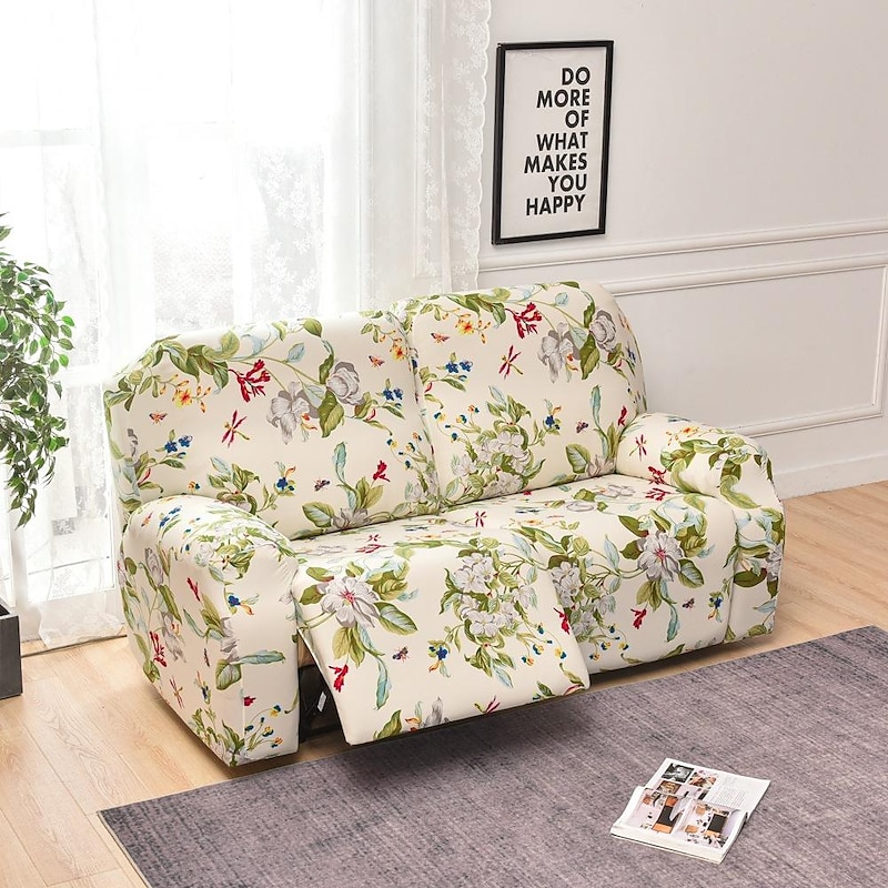 Stretch Reclining Couch Covers 2 Seater Loveseat Reclining Sofa Cover Couch Slipcover with Elastic Loop, Anti-cat Scratch Furniture Protector for Kids, Pets, Dogs, Cats