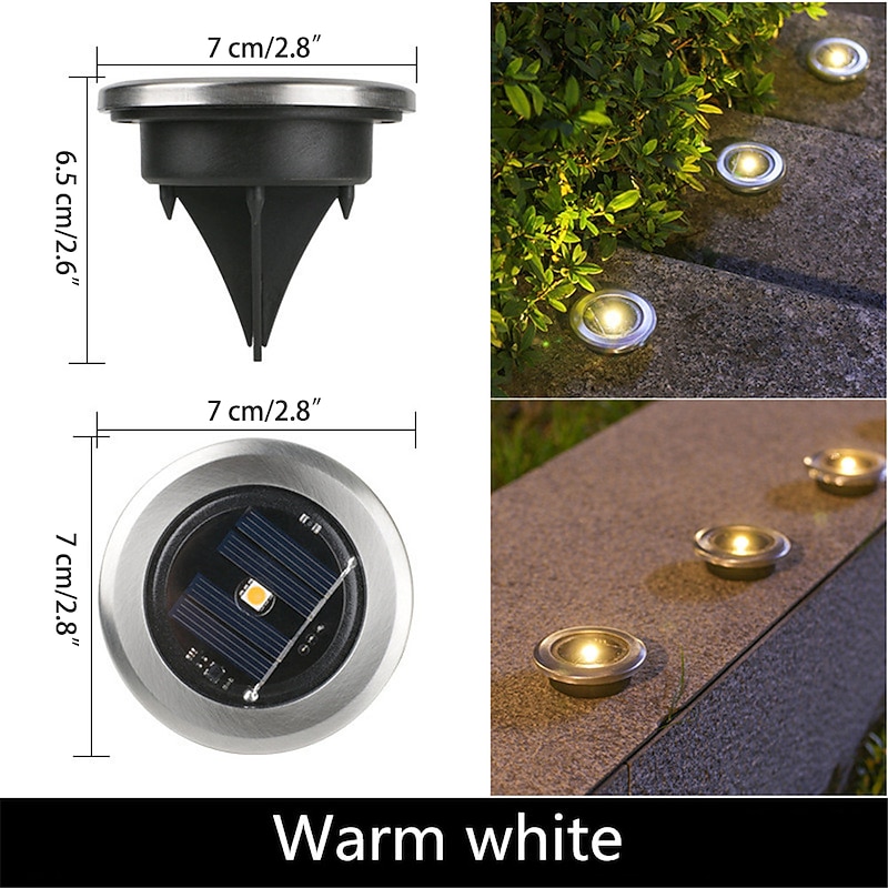 4/8pcs Disk Light Outdoor LED Garden Solar Underground Light Deck Light Spotlight Buried Solar Led Lamp Garden Decoration4