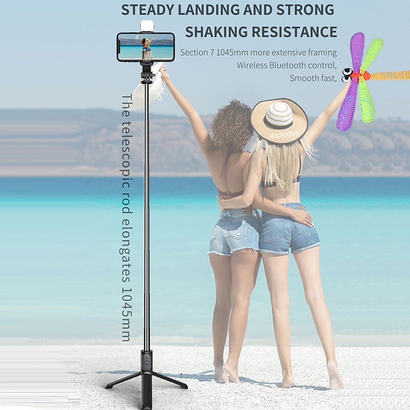 Portable 41 Inch Selfie Stick Phone Tripod With Wireless Remote Extendable Tripod Stand 360 Rotation Compatible With IPhone 13 12 11 Pro Xs Max Xr X 8 7 6 Plus Android Samsung Smartphone4