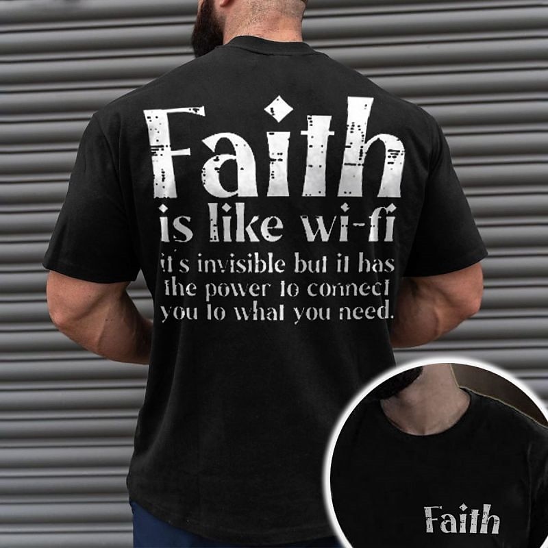 Men's Faith T-Shirt - 'Faith is like Wi-Fi' Inspirational Graphic Tee4