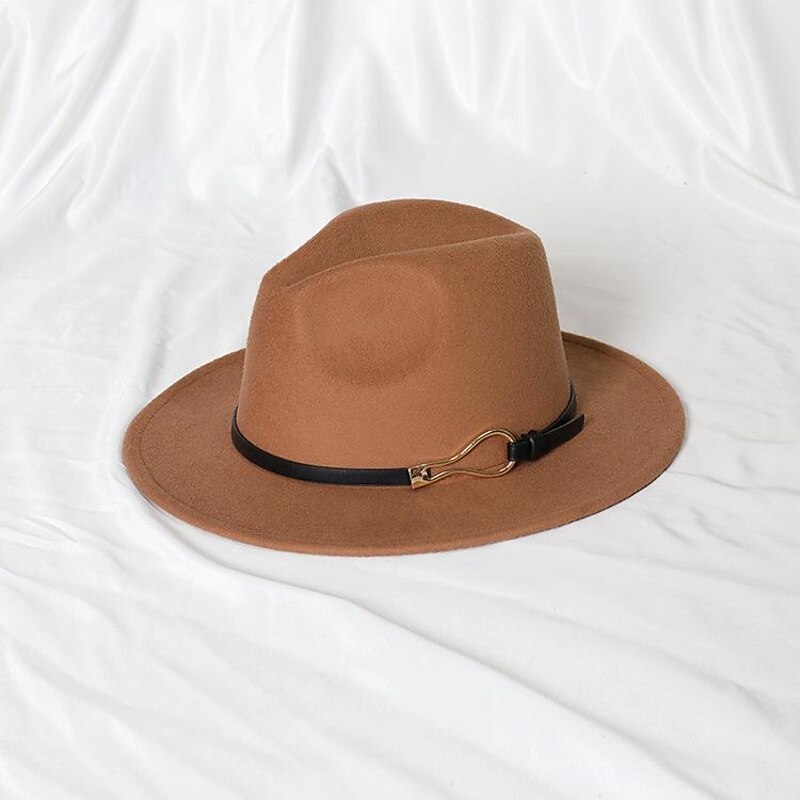Hats Wool Acrylic Fedora Hat Formal Wedding Cocktail Royal Astcot Simple Retro With Metallic Buckle Pure Color Headpiece Headwear4