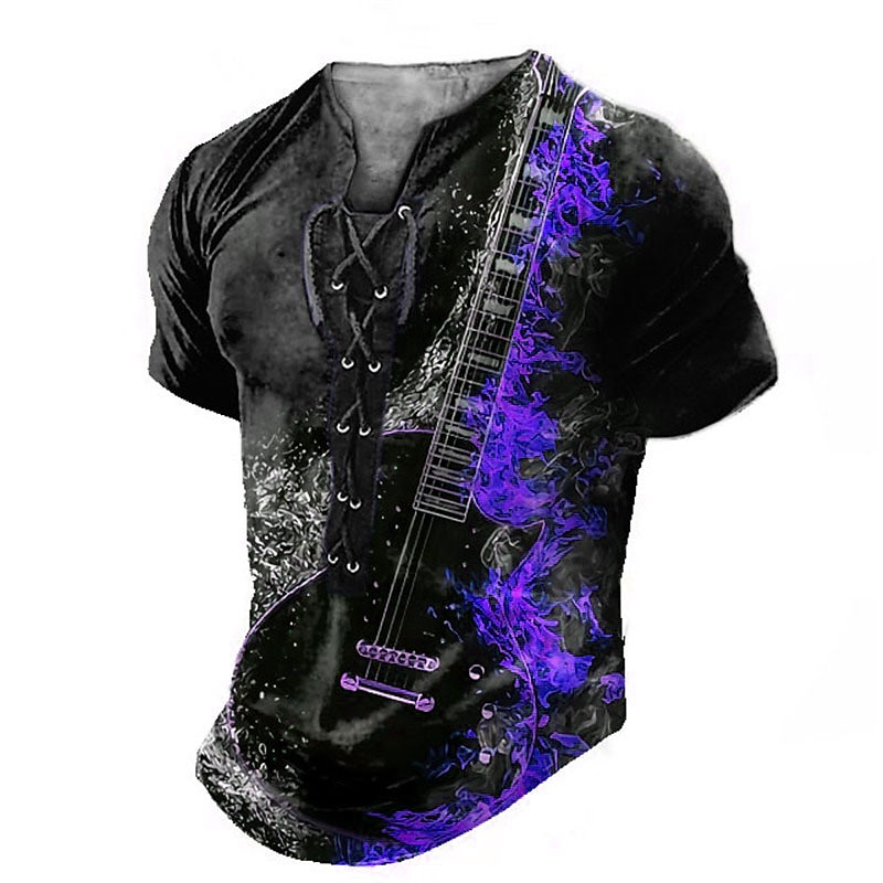 Music Festival Men's Graphic Gothic Horror Guitar Tee Short Sleeve T shirt 3D Print Shirt Fashion Casual Comfort Daily Sports Going out Black Yellow Blue Summer Clothing Apparel S M L XL 2XL 3XL4