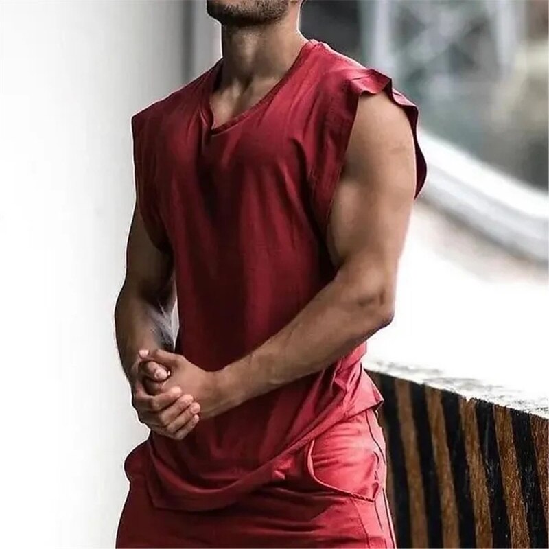 Men's Tank Top Vest Top Undershirt Sleeveless Shirt Sleeveless Crew Neck Summer Plain Fashion Designer Muscle Athleisure Going out Gym Black Navy Blue Red Top Tee for Men