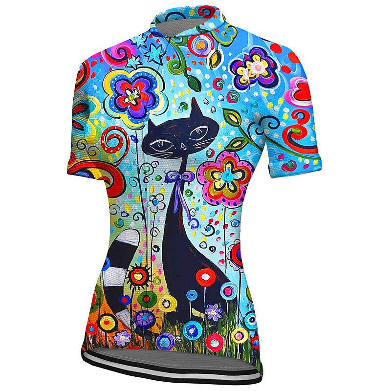 Women's Cycling Jersey Graphic Short Sleeve Bike Jersey Top with 3 Rear Pockets Mountain Bike MTB Road Bike Cycling Quick Dry Reflective Strips Back Pocket Moisture Wicking Sports Yellow Blue Orange4