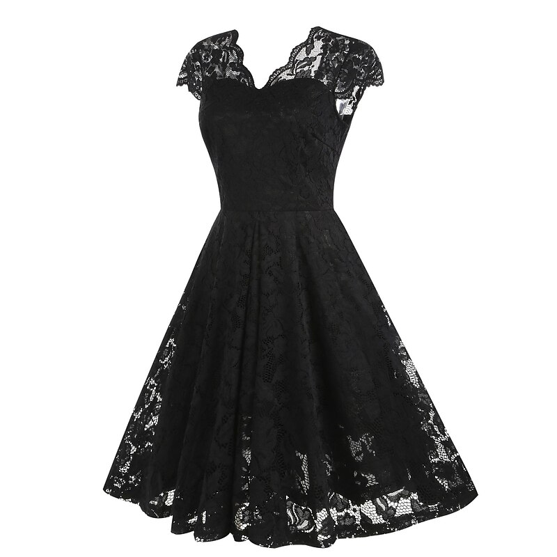 Retro Vintage 1950s Cocktail Dress Dress Party Costume Flare Dress Lace Fancy Dress Women's Party / Evening Bachelorette Party Adults' Dress Homecoming Dresses2