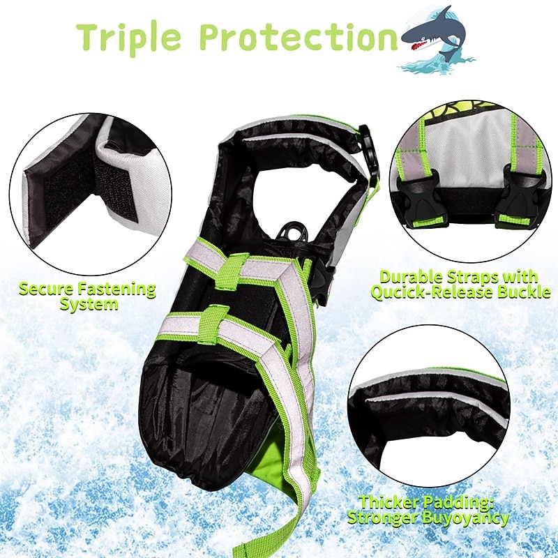 Dog Vest Life Vest Dog Life Jacket Shark Fashion Cute Reflective Sports & Outdoors Safety Beach Pool Dog Clothing for Husky Golden Retriever Bichon Frise Pomeranian Small2