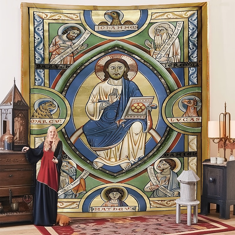 Medieval Painting Tapestry Middle Age Tapestry Wall Art Decor Photograph Backdrop Blanket Curtain Home Bedroom Living Room Decoration2