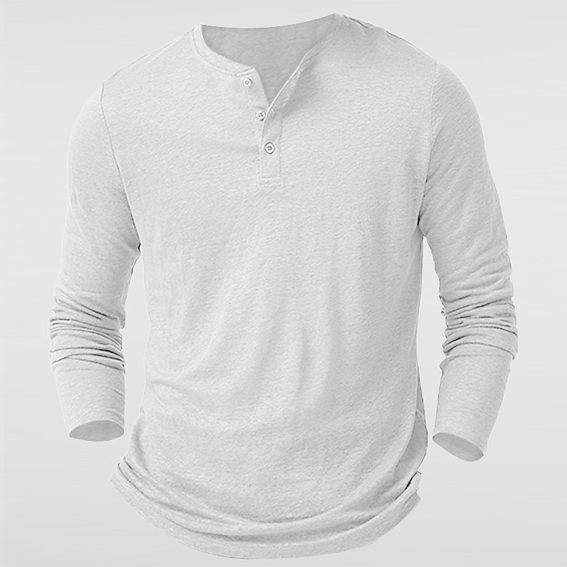 Men's Button T Shirt Henley Shirt Tee Top Long Sleeve Shirt Long Sleeve Henley Summer Plain Fashion Designer Basic Buttons Vacation Street Going out Wine Black White Top Tee for Men2