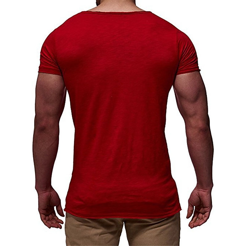 Men's T Shirt Tee Top Short Sleeves V Neck Summer Plain Fashion Designer Basic Vacation Street Going out Black White Red Top Tee for Men4
