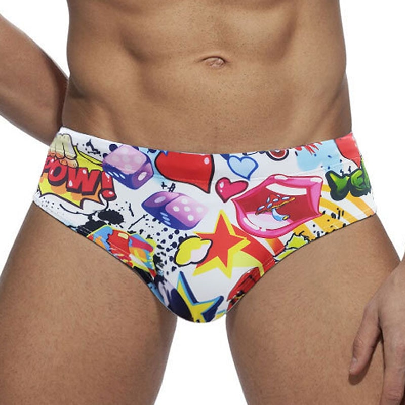 Men's Swimwear Swim Shorts Shorts Swim Briefs Print Character Comfort Breathable Outdoor Daily Going out Sports Hawaiian White