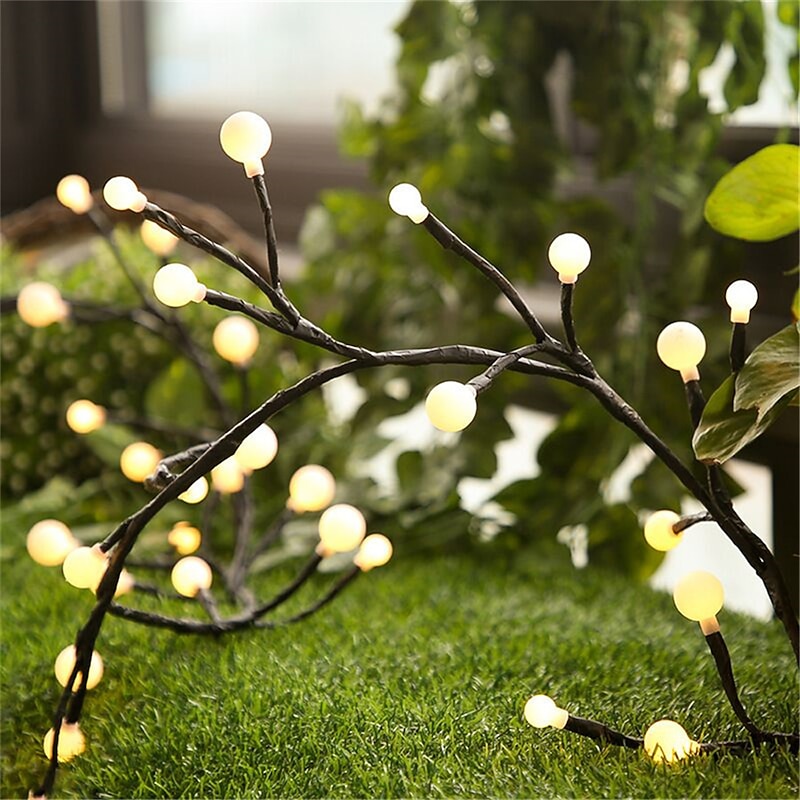 2.5M 72LED Flexible DIY Willow Vine Lights Artificial Plant Decor for Christmas, Bedroom, Walls, and Holiday Weddings2