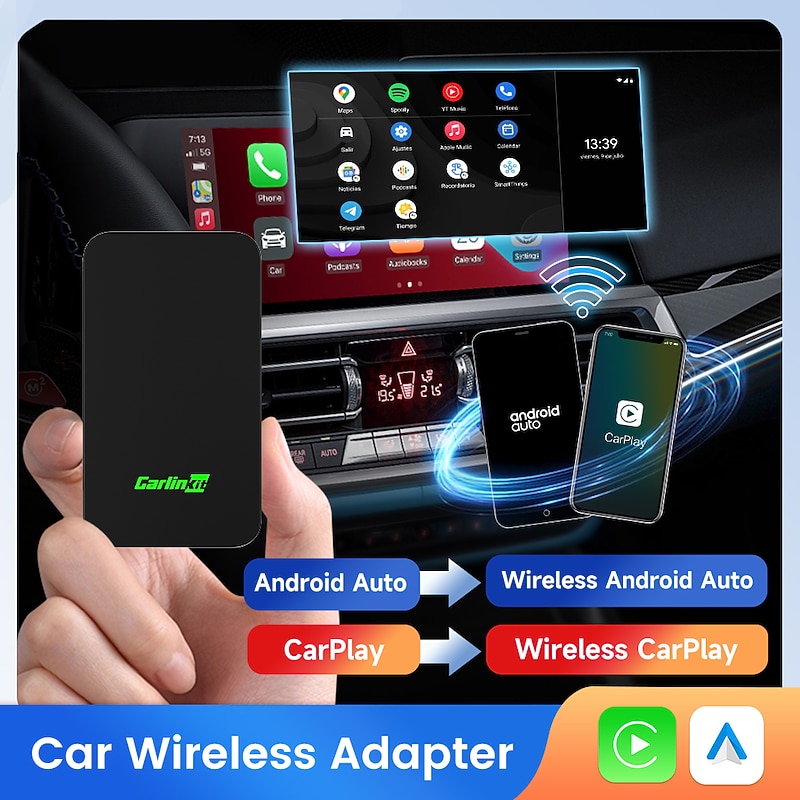 CarlinKit 5.0 CarPlay Android Auto Wireless Adapter Portable Dongle for OEM Car Radio with Wired CarPlay/Android Auto 2023 Newest CPC200-2AIR Available for Android Phones and iPhones2