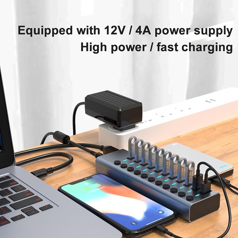 USB 3.0 HUB USB Splitter Multi Usb 3 0 Hub Several Ports With Switch Power Supply Adapter Multiple Usb 3.0 Extender Hub For Pc2