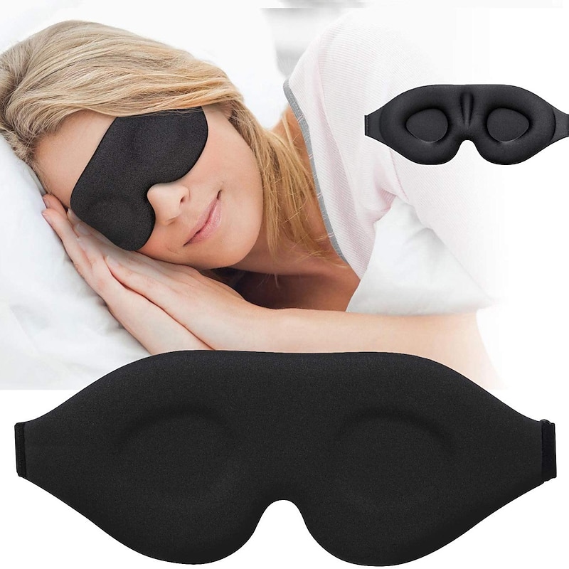 1pc Sleep Eye Mask For Men And Women 3D Contoured Cup Sleeping Mask And Blindfold Concave Molded Night Sleep Mask Block Out Light Soft Comfort Eye Shade Cover For Travel Yoga Nap Black