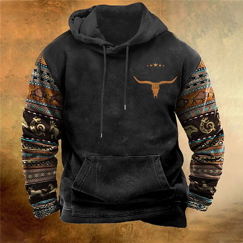 Men's Animal Bohemian Style Graphic Prints Hoodie Hoodies Sweatshirt Streetwear Designer Long Sleeve Hooded Daily Sports White & Green Black Print Spring &  Fall Designer2