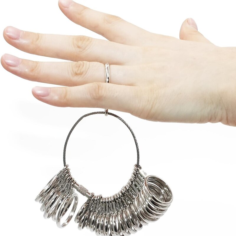 1pc Ring Sizer Measuring Tool Set Metal Finger Sizing Gauge Rings Measurement Women Men Wedding Jewelry Tool US Size 0-13 With Half Size2