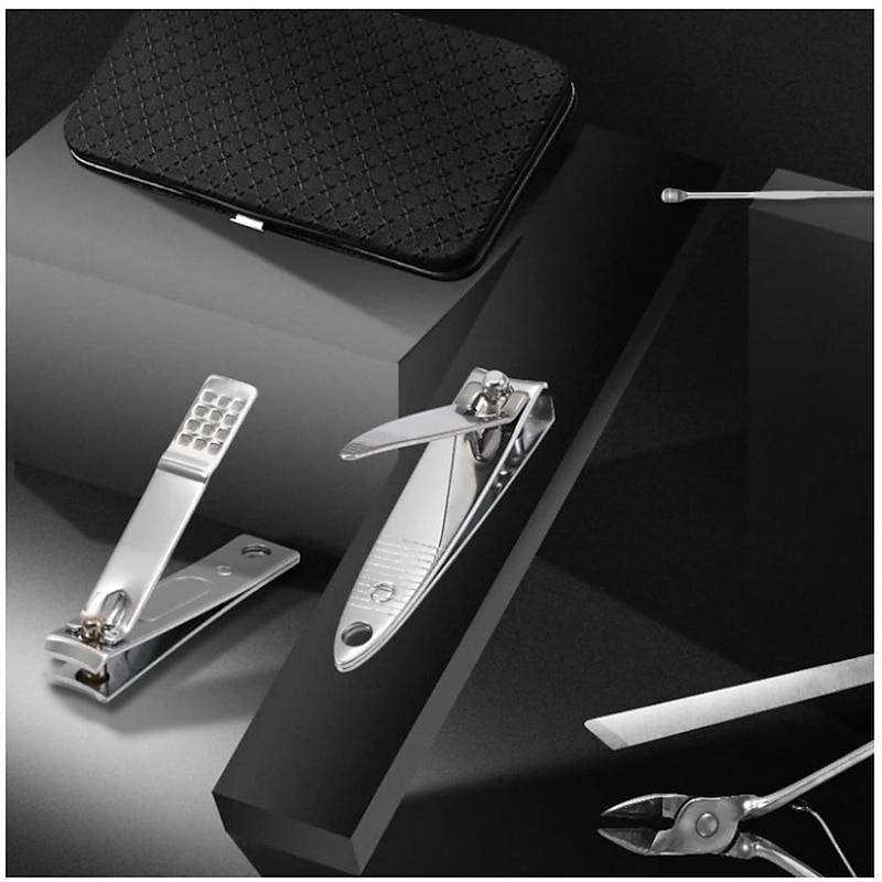 19 in 1 Stainless Steel Manicure Set For Foot Fitting Set Professional Pedicure Kit Nail Scissors Grooming Kit with Leather Travel Case for Women and Men2