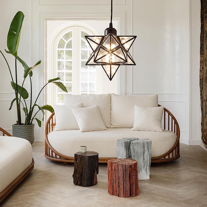 LED Pendant Lights Brass/Black Moravian Starseed Pendant Light Fixture, 11