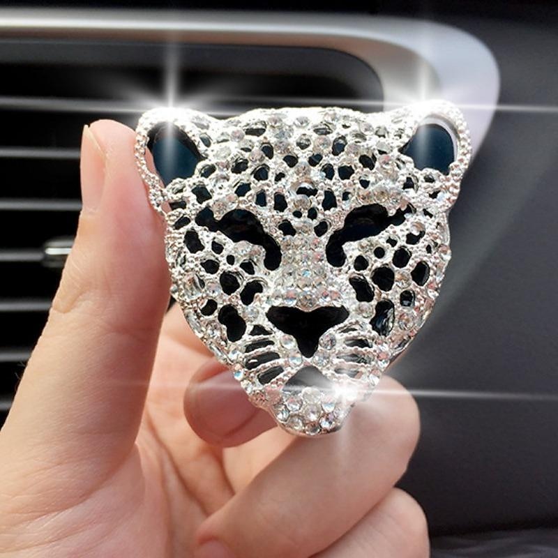 Leopard Head Car Air Outlet Perfume Clip  Car Air Vent Perfume Clip Set Diamond Money Leopard Car Air Vent Aromatherapy Creative Car Interior Jewelry4