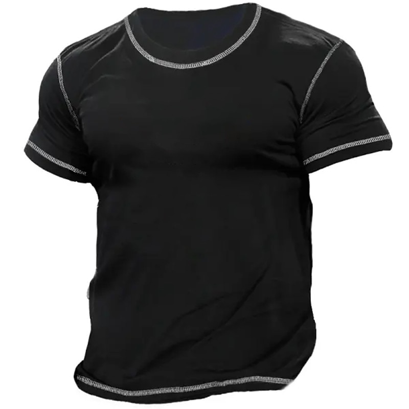 Men's T Shirt Short Sleeves Crew Neck Summer Designer Basic Modern Contemporary Plain Vacation Street Going out Black Green Top Tee for Men