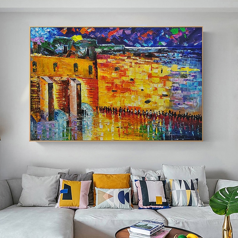 Mintura Handmade Wailing Wall Jerusalem Landscape Oil Paintings On Canvas Wall Art Decoration Modern Abstract Picture For Home Decor Rolled Frameless Unstretched Painting4