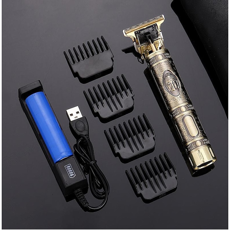 Hair Clippers for Men oupool Professional Cordless Hair Trimmer - Electric T-Blade Beard Trimmer Shaver Edgers Zero Gapped Mens Grooming Kit Rechargeable LCD Hair Cutting Kit - Gifts for Men(Gold)4