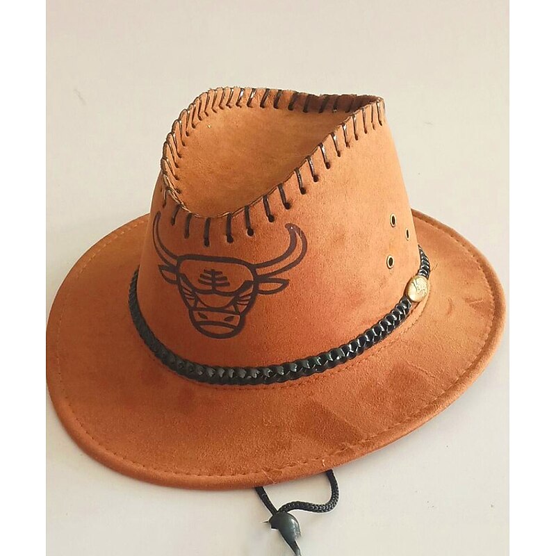 Men's Sun Hat Cowboy Hat Dark Brown Light Brown Polyester Travel Western Cowboy Beach Outdoor Vacation Plain Breathable