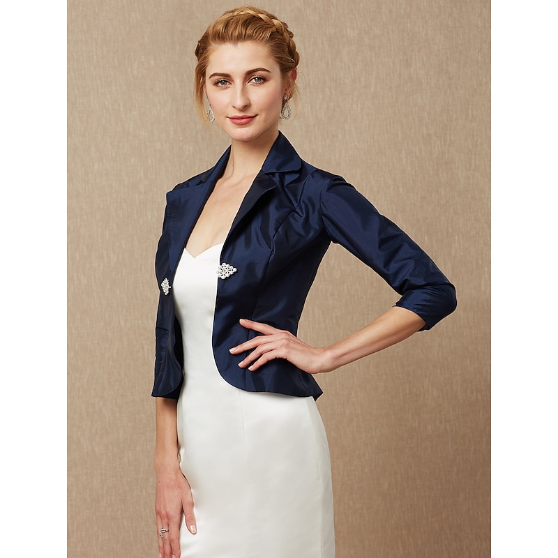 3/4 Length Sleeve Coats / Jackets Taffeta Wedding / Party / Evening / Wedding Guest Women's Wrap With Rhinestone / Buckle dress to impress3