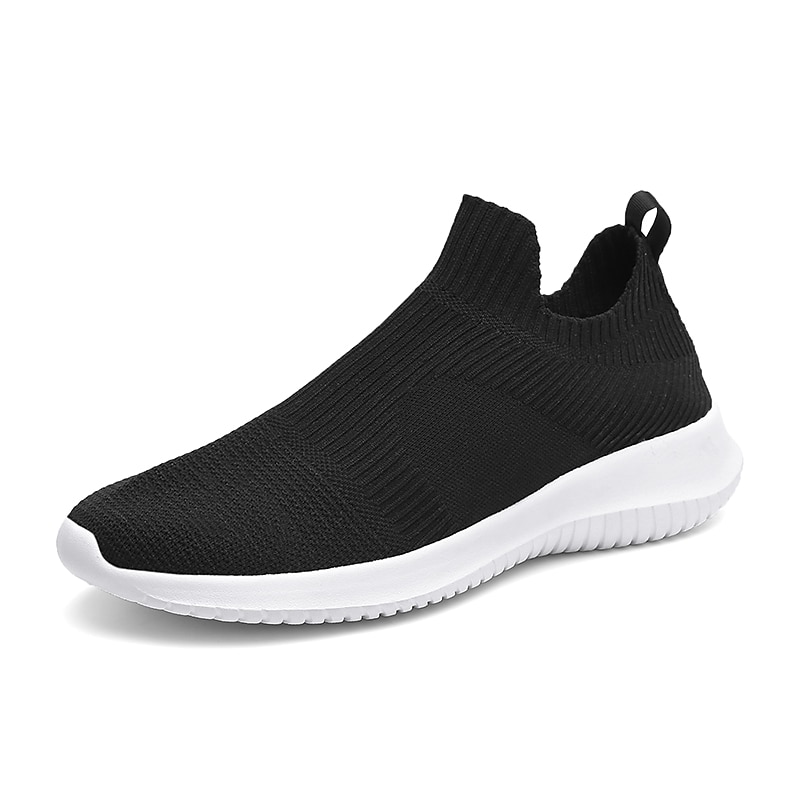Men's Shoes Loafers & Slip-Ons Plus Size Flyknit Shoes Running Walking Casual Daily Knit Tissage Volant Breathable Loafer Black and White Black White Spring Fall2