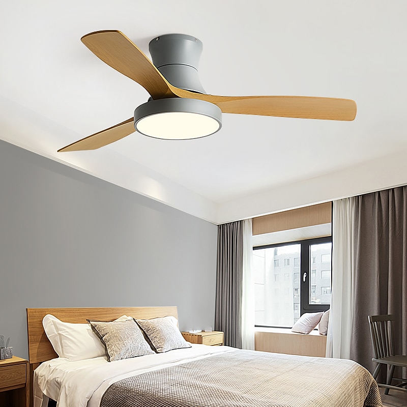 LED Frequency Conversion Nordic Ceiling Fan Light, 3 Light Colors and 6 Wind Speeds 42/52 Inch Industrial Ceiling Fan Chandelier, for Living Room, Bedroom Etc - Main Image