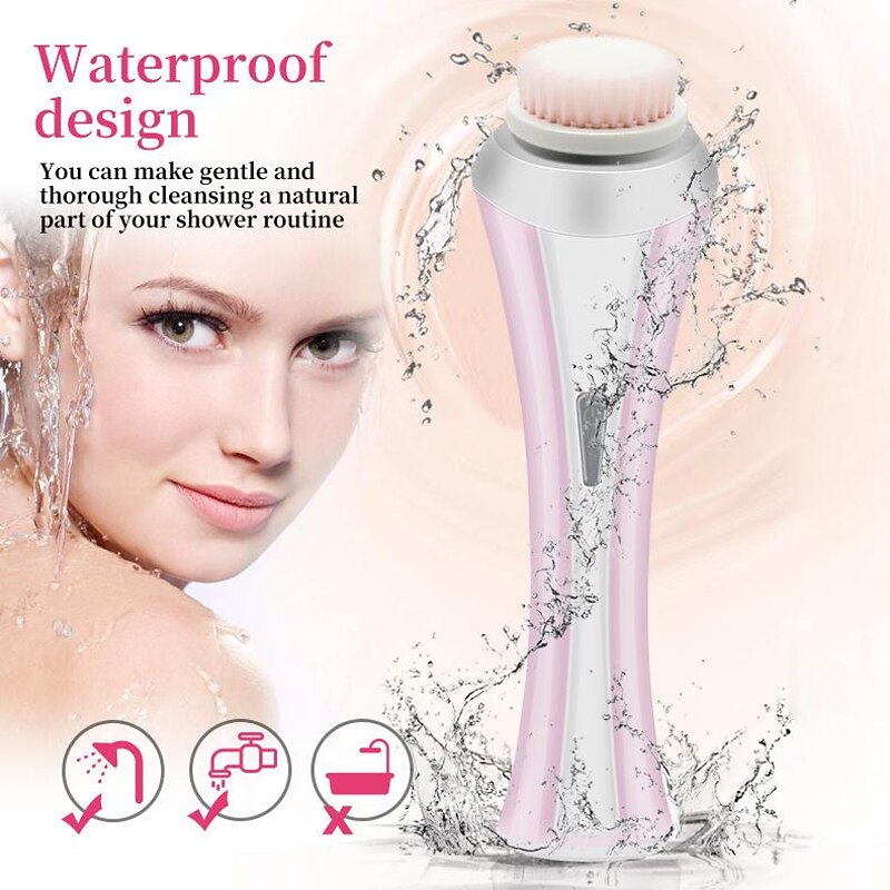 Handheld Facial Cleansing Brush With 4 Interchangeable Heads Lightweight Daily Cleansing Brush For Glowing Skin - Waterproof Facial Exfoliator2
