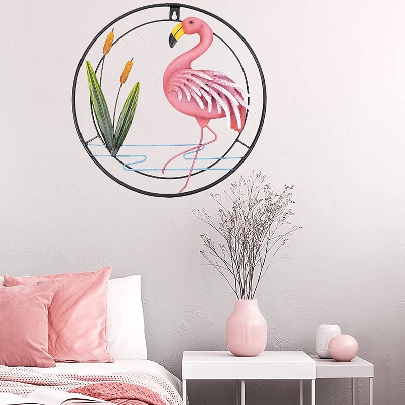 Metal Flamingo Wall Art Porch Front Door Wall Decor Room Outdoor Club Bars Front Door Metal Hanging Wall Art Dcor4