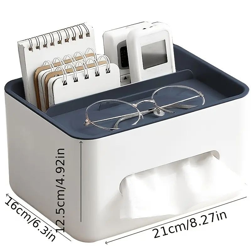 1pc, Tissue Box Napkin Holder Remote Control Storage Desk Organizer Office Multifunctional Sundries Ontainer Storage Home4