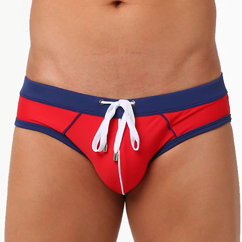 Men's Swimwear Swim Shorts Shorts Swim Briefs Color Block Comfort Breathable Outdoor Daily Going out Sports Hawaiian Red Blue4