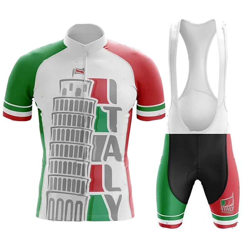 Men's Cycling Jersey with Bib Shorts Short Sleeve Mountain Bike MTB Road Bike Cycling Black White Blue Graphic Bike Clothing Suit 3D Pad Breathable Quick Dry Back Pocket Polyester Spandex Sports3