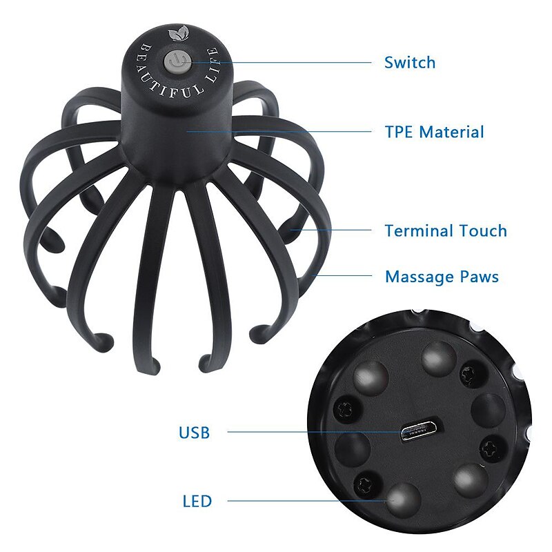 1pc Scalp Massager Electric Head Massager With Claw Instrument Octopus Head Scratcher For Deep Relaxation4