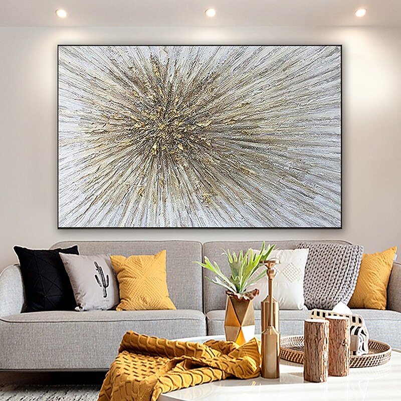 Oil Painting Handmade Hand Painted Wall Art  Abstract Style Texture Golden Light Modern Home Decoration Decor Rolled Canvas No Frame Unstretched - Main Image