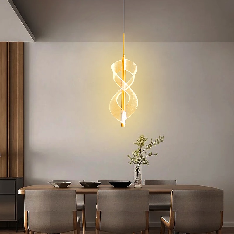 LED Pendant Light Spiral Bedroom Bedside Droplight 30cm, Modern Minimalist Dining Bar Adjustable Long Line Hardware Pendant Light Ceiling Lighting Fixture4