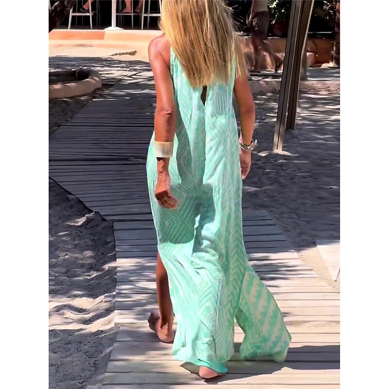 Women's Maxi Dress Casual Dress Slip Dress Geometric Print Strap Casual Daily Date Sleeveless Summer Spring3