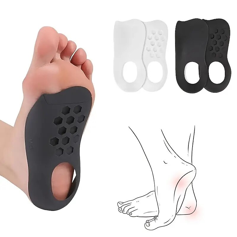 1pair Soft Silicone U-shaped Corrective Insole Plantar Fascia Arch Support Suitable For Flat Feet Correction