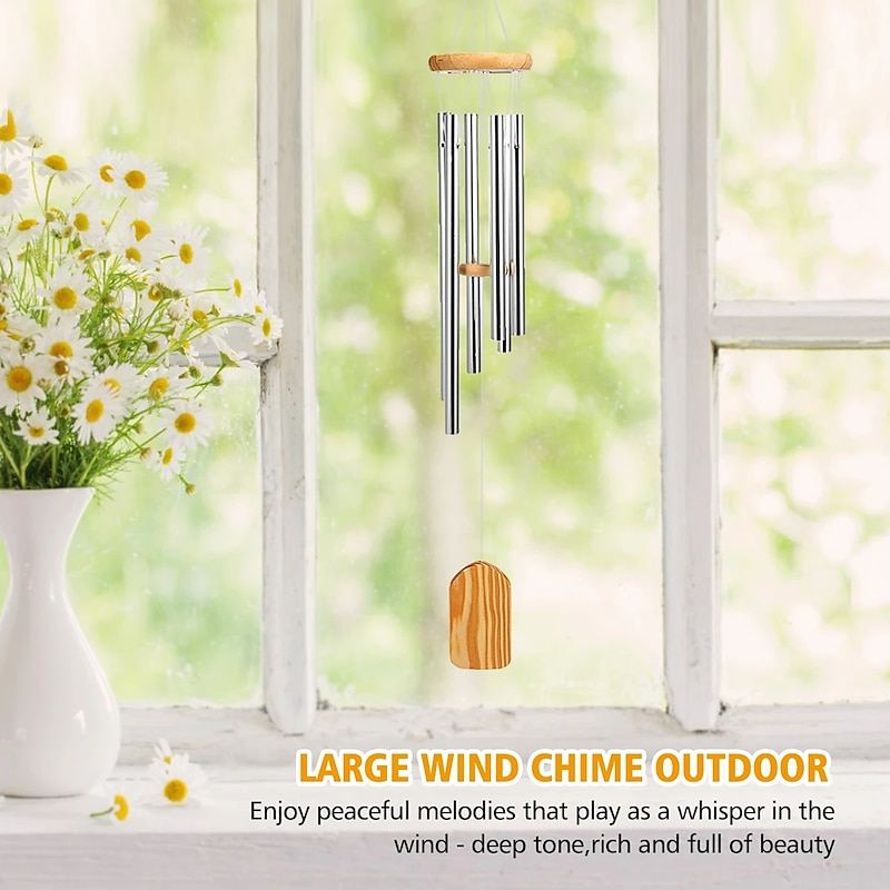 Wind Chimes with 6 Aluminum Tubes Wooden Wind Bell Memorial Wind Chimes Best Gift Chimes Decor for Garden Patio Outdoor Hanging Decor3