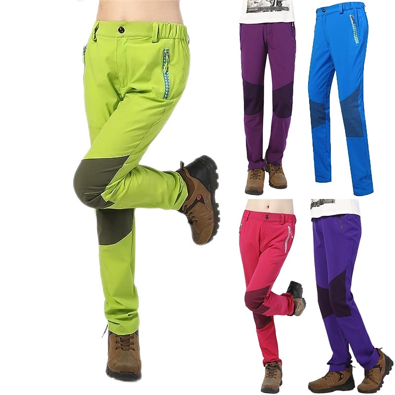 Women's Hiking Pants Trousers Patchwork Summer Outdoor Regular Fit Quick Dry Soft High Elasticity Comfortable Bottoms Full Length Elastic Waist Blue Purple Elastane Camping / Hiking Fishing Climbing