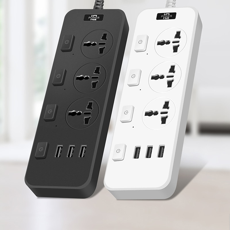 Independent switch Power Strip Surge Protector 3AC Outlets and USB C Charging Ports 6 feet long extension cord for Home & Office